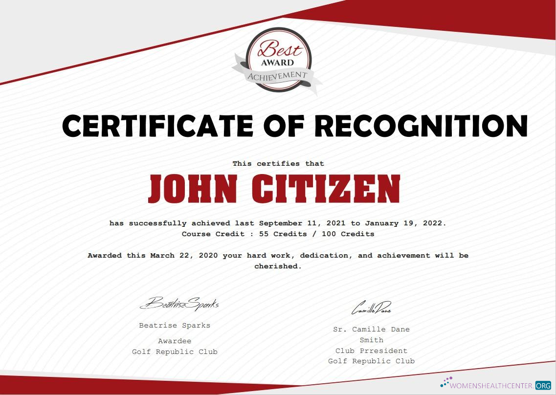 Download USA Recognition Cert Version 2 Photoshop template